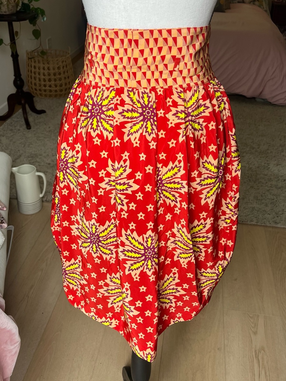 SUNO Sustainable Luxury Women's Skirt Size 4 / Small Red Button Pockets Unique - Picture 14 of 16